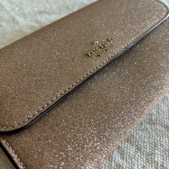 🌸 NWOT Kate Spade Rose Gold Sparkle Tinsel Large Continental Wallet 🌸 - Picture 7 of 8